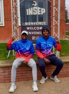 WINDHOEK, 04 March 2025 – Namibian wrestlers Virinao Cliff Nguatjiti and Devin Shafaihuuna Benhard pictured at the National Institute of Sport, Expertise, and Performance (INSEP) in Paris, France. (Photo: Contributed) 