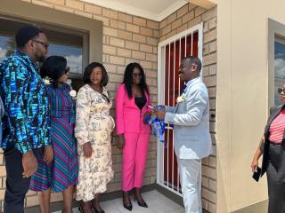 ONDANGWA, 06 March 2025 - The National Housing Enterprise (NHE) on Thursday handed over 64 houses in Ondangwa that were constructed at a cost of N.dollars 20 million. (Photo by: Maria David) NAMPA