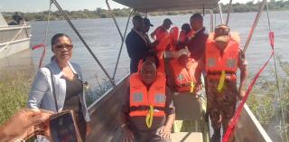 KATIMA MULILO, 07 March 2025 - Health and Social Services Minister, Dr. Kalumbi Shangula on Friday commissioned a boat to the regional health directorate to be used by the Impalila clinic and other surrounding flood prone areas in both Kabbe North and South Constituencies.
(Photo by: Michael Mutonga Liswaniso) NAMPA