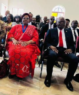 ONAMUTAI, 16 March 2025 - President-elect Netumbo Nandi-Ndaitwah and her spouse retired general Denga Ndaitwah attending the church service at St Cuthbert Anglican Church in Ongwediva. (Photo: Contributed)