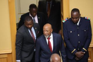 WINDHOEK, 18 March 2025 - President Nangolo Mbumba entering the National Assembly chamber to deliver his last speech as Head of State. (Photo by: Linea Dishena) NAMPA
