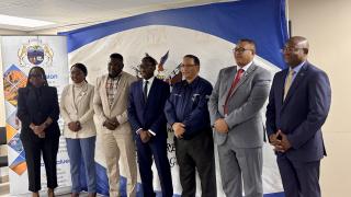 SWAKOPMUND, 19 MAR (NAMPA) - Erongo Region Governor Neville Andre Itope with Western Cape Provincial Minister of Agriculture, Economic Development, and Tourism Ivan Meyer, photographed with a delegation from both regions at Swakopmund during the announcement of an anticipated twinning agreement between the two parties. (Photo by: Isabel Bento) NAMPA