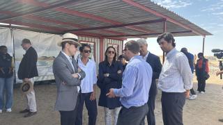 SWAKOPMUND, 12 March 2025 - HDF Energy Director Lecomte briefing a European Union delegation consisting of EU Ambassador to Namibia Ana Beatriz Martins during the delegation’s visit to the HDF plant on the outskirts of Swakopmund. (Photo by: Isabel Bento) NAMPA