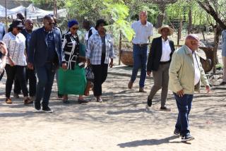 OKAHANDJA, 27 April 2025 - President Netumbo Nandi-Ndaitwah (in green) was in Okahandja on Sunday, where she consoled family members of three girls who were murdered at the town. (Photo by: Mulisa Simiyasa) NAMPA