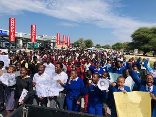 NKURENKURU, 29 April 2025 (NAMPA)- A group of learners, teachers from various secondary schools, and officials from different offices in the Kavango West Region joined the rest of the nation in a march against violence against children on Tuesday.
(photo: Lylie Joel)
NAMPA