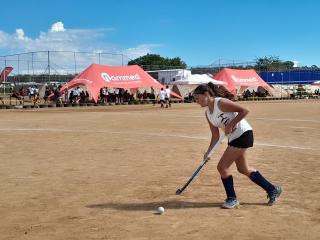 OUTJO, 30 April 2025- A participant in the Namibia Private School Organisation (NAPSO) Sports games, Giselle Blaauw warming up before the hockey trials on Friday. The 2025 NAPSO Sports games are held in Outjo. (Photo: Dalene Kooper) NAMPA 