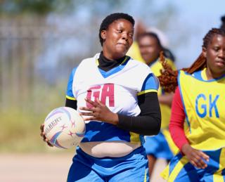 RIETFONTEIN, 04 May 2025 - Netball players while in action during the 2025 Namibian Deaf Sports Federation (NDSF) National Games, that were held at the National Youth Service Centre in Rietfontein, Otjozondjupa Region. (Photo by: Hesron Kapanga) NAMPA