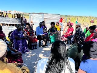 NKURENKURU, 06 May 2025 - Governor of the Kavango West Region, Verna Sinimbo, on Tuesday paid a visit to the Kasera family in Sarukwe village, following the tragic passing of two children due to suspected food poisoning. (Photo: Contributed)
