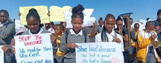 MARIENTAL 08 May 2025 (NAMPA) - A peaceful march and memorial service were held in Gochas on Thursday to honour the three girls murdered in Okahandja. (Photo by: Charmaine Boois) NAMPA 