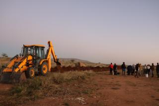OTJIWARONGO, 08 May 2025 - Members of the Shack Dwellers Federation of Namibia (SDFN) in Otjiwarongo have officially commenced land servicing activities in Extension 14 in Orwetoveni. (Photo by: Mulisa Simiyasa) NAMPA