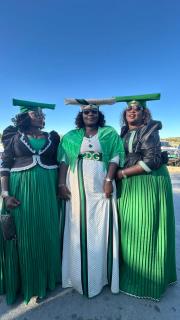 OKAHANDJA, 12 May 2025 - Some members of the Ovambanderu Youth League who paid tribute to fallen Senior Councillor of the Ovambanderu Traditional Authority, Gerson Kunomundu Katjirua during his funeral in Okahandja on Sunday. (Photo: Zebaldt Ngaruka) 