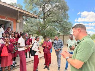 NKURENKURU, 16 May 2025- The Deputy Minister of Education, Innovation, Youth, Sport, Arts and Culture, Dino Balloti visited Nkurenkuru Combined School, in Kavango West region during his regional visit on Friday.
(photo: Lylie Joel)
NAMPA