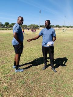 OTJIWARONGO, 18 May 2025 - Life Fighters gaffers, Cooler Kaeka and Oscar Bricks Tjikurunda, are the driving force behind Kahirona's battle to secure promotion to the Debmarine Premier League while also aiming to win the North West First Division Football League. (Photo: Contributed)