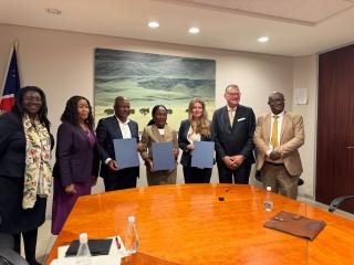 WINDHOEK, 20 May 2025 – Minister of finance, Ericah Shafudah is pictured with government officials from the Namibian and German government during the signing of the N.dollars 1.5 billion loan from the German government through the Kreditanstalt fur Wiederaufbau (KfW) to fund the Namibia’s second Water Sector Programme. (Photo: Contributed) NAMPA