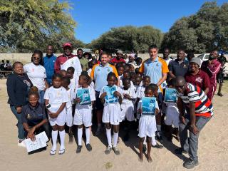 NKURENKURU, 26 May 2025 - The Real Madrid Foundation Football Clinics in collaboration with Cadilu Fishing and the Namibia Schools Sport Union, implemented a football programme in the Kavango West Region on Monday. (Photo by: Lylie Joel) NAMPA