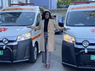 WINDHOEK, 02 June 2025 - Minister of Health and Social Services, Dr Esperance Luvindao at a handover event of 36 ambulances in Windhoek. (Photo by: Justina Shuumbwa) NAMPA