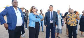 MARIENTAL, 02 June 2025 - Minister of Education, Innovation, Youth, Sports, Arts, and Culture Sanet Steenkamp met with Hardap Governor Riaan McNab and the regional directorate management team in Mariental on Monday. The visit focused on assessing existing programmes and structures, and included site visits to sports and educational facilities. (Photo by: Charmaine Boois) NAMPA 