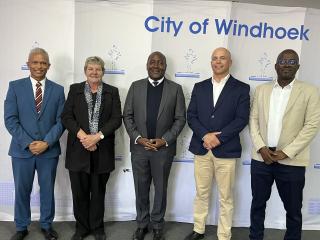 WINDHOEK, 05 June - The Environmental Commissioner Timoteus Mufeti (middle) at the World Environment Day in Windhoek, amongst the rest of panelists. (Photo: Justina Shuumbwa) NAMPA
