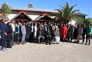 OTJIWARONGO, 10 June 2025 - Chief Justice Peter Shivute (seated, centre) pictured with officials from his office at a five-day strategic planning workshop in Otjiwarongo on Tuesday. (Photo by: Mulisa Simiyasa) NAMPA
