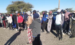 BRAKWATER, 13 June 2025 - Waldschmidt Eggs employees on strike just outside Windhoek. (Photo: Edward Tenete) NAMPA 