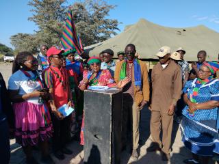 IZIMWE, 14 June 2025 - Swapo Party Secretary General (SG) Sophia Shaningwa on Saturday urged registered voters in the Kabbe South Constituency to vote for the party's candidate at the scheduled 17 June 2025 by-election in that constituency. (Photo by: Michael Mutonga Liswaniso) NAMPA
