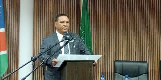 MARIENTAL, 09 July 2025 (NAMPA)- The Governor of Hardap region, Riaan McNab delivered his State of Region Address (SORA) in Mariental on Wednesday.
(Photo: Charmaine Boois) NAMPA 
