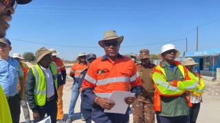 ENGOYI, 16 July 2025 - Oshikoto governor Sacky Kathindi during the site  visit of the construction for the Engoyi - Omuntele road on Wednesday.