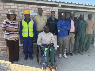 RUNDU, 14 July 2025 - Prime Minister Dr Elijah Ngurare and the Minister of Agriculture Inge Zaamwani with the workers from Sikondo Green Scheme. (Photo by: Sawi Hausiku) NAMPA 
