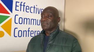 SWAKOPMUND, 16 July 2025 - Seasoned media and Public Relations consultant Wonder Guchu  speaking to Nampa on his presentation on Press Statement Writing Skills. Guchu was among the presenters at the ongoing effective communicators conference taking place at Swakopmund. (Photo by: Isabel Bento) NAMPA