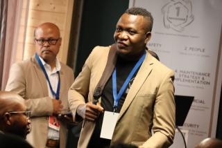 SWAKOPMUND, 17 July 2025 - New Era Newspaper Chief Executive Officer, Christopher Maletsky and Namibian Sun Editor, Toivo Ndjebela at the 2025 Effective Communicators Conference in Swakopmund on Thursday afternoon. (Photo by: Mulisa Simiyasa) NAMPA