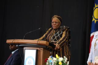 WINDHOEK, 18 July 2025 - President Netumbo Nandi-Ndaitwah addressing public servants. (Photo by: Edward Tenete) NAMPA