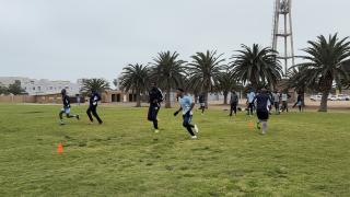 SWAKOPMUND, 22 July 2025 - The Roads Authority soccer team training in preparation of the upcoming state owned enterprise games taking place at Swakopmund from 24 - 26 July. (Photo by: Isabel Bento) NAMPA 