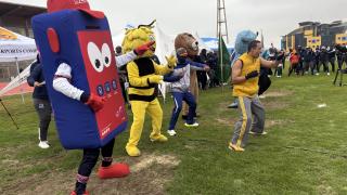 SWAKOPMUND, 24 July 2025 - State Owned Enterprises mascots engaging in a session of Zumba dance ahead of the sports games taking place at the Vineta Sports Stadium in Swakopmund. (Photo by: Isabel Bento) NAMPA