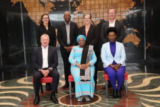 WINDHOEK, 30 JULY 2025- Ohlthaver & LIst (O&L) Group Management pictured with President Netumbo Nandi-Ndaitwah. (Photo by: Linea Dishena) NAMPA 