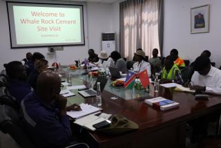 OTJIWARONGO, 30 July 2025 - Members of the Parliamentary Standing Committee on Poverty Eradication, Labour and Industrial Relations, headed by Justina Jonas (seated front third from right) in a meeting with the management of Cheetah Cement factory on Wednesday at the factory situated north of Otjiwarongo. (Photo by: Mulisa Simiyasa) NAMPA