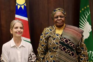 WINDHOEK, 31 JULY 2025 - Outgoing Ambassador of Brazil to Namibia Vivian Loss San Martin (L) pictured with President Netumbo Nandi-Ndaitwah (R) during a farewell courtesy at Statehouse. (Photo: Linea Dishena) NAMPA