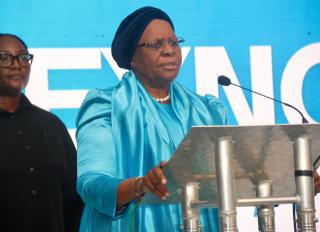 WINDHOEK, 02 August 2025 – President Netumbo Nandi-Ndaitwah pictured while addressing the audince in attandance of the Brave Warriors World Cup Campaign fundraising gala dinner held in the capital. (Photo by: Hesron Kapanga) NAMPA