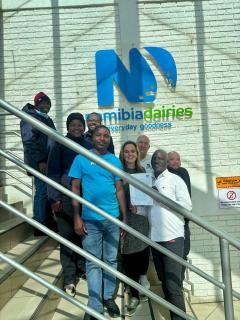 WINDHOEK, 04 AUGUST 2025 - Namibia Dairies and the Namibia Food and Allied Workers Union (NAFAU) members pose for a picture. (Photo: Contributed) NAMPA
