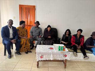 OHAKEENYANGA, 14 August 2025 - Minister of Defence and Veterans Affairs Frans Kapofi and Special Advisor on Presidential Affairs Christine ǁHoebes, visited the homestead of the late Retired Lieutenant General Solomon ‘Jesus’ Hawala on Thursday. (Photo: Maria David)NAMPA