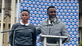 WALVIS BAY, 20 AUGUST 2025 - Retired footballer Paulus Shipanga photographed with Twanyanyukwa Antsino who recently made history by officiating the 2024 Women’s African Cup of nations final match in July. Anstino will be one of the referees at the Namport 7-A-Side corporate football tournament taking place at Walvis bay this weekend. (Photo by: Isabel Bento) NAMPA