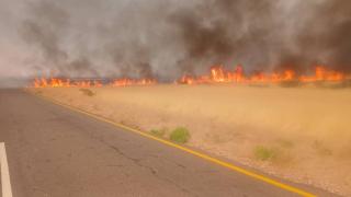 KHORIXAS, 22 August 2025- A fire started at Braunfels has destroyed an estimated 20 hectares of grazing land at Khorixas.  (Photo: Contributed) NAMPA 