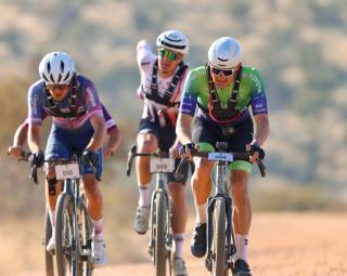 GROSS BARMEN, 23 August 2025 – Namibian cyclist Drikus Coetzee (in green) while in action during the 2025 Khomas100 African Gravel Championships a race which saw riders from across the continent competing for UCI points, over 157 kilometres from Windhoek to Gross Barmen Resort outside Okahandja. (Photo by: Hesron Kapanga) NAMPA