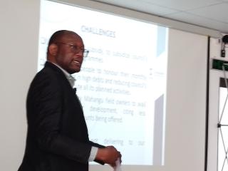 ONDANGWA, 28 August 2025 - Ondangwa Town Chief Executive Officer Ismael Namgongo, during the Mayoral breakfast and launching of the LED strategy held at Ondangwa on Thursday. (Photo: Maria David)NAMPA