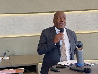 WINDHOEK, 29 August 2025 - Ministry of Environment, Forestry and Tourism (MEFT) Environmental Commissioner, Timoteus Mufeti speaks during the Nature, People and Climate Investment Plan validation workshop in Windhoek. (Photo: Edward Tenete) NAMPA