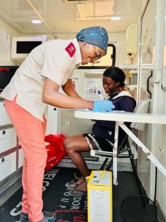 SWAKOPMUND, 29 August 2025 - A nurse of the Walvis Bay Corridor Group (WBCG) attending to a patient during one of their outreaches. (Photo: Contributed) 