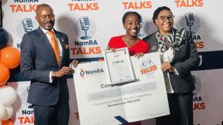 SWAKOPMUND, 01 September 2025 - Kabalo Kakena, a returning competitor to the NamRA talks competition won second place in the final round which took place at Swakopmund on Monday. (Photo by: Isabel Bento) NAMPA
