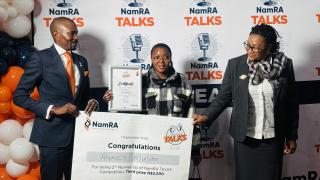 SWAKOPMUND, 01 September 2025 - Agnes Mushe was awarded third position in the NamRA talks competition final round which took place at Swakopmund on Monday. (Photo by: Isabel Bento) NAMPA