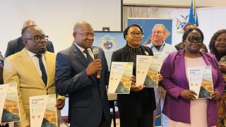 WALVIS BAY, 03 September 2025 - Erongo Governor Natalia !Goagoses, Erongo Regional Council (ERC) Chief Regional Officer Dr Sem Ntelamo, ERC Chairperson of the Management Committee Florian Donatus and Arandis Constituency Councillor Benitha Imbamba photographed at the launch of the ERC Strategic Plan at Walvis Bay. (Photo by: Isabel Bento) NAMPA