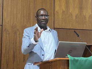 WINDHOEK, 09 September 2025 - Clinical psychologist, Dr Joab Mudzanapabwe speaking during a discussion on enhancing mental health resilience in Windhoek. (Photo by: Edward Tenete) NAMPA