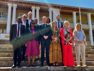 WINDHOEK, 17 September 2025 - Speaker of the National Assembly,Saara Kuugongelwa-Amadhila, pictured with members of the European Parliament Committee on Development during their official visit to Namibia on Wednesday. (Photo: Mathilde Kudumo)